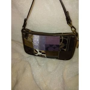 VTG COACH Legacy Holiday Patchwork Demi Purse Small Bag K05S-7071 Brown Wristlet